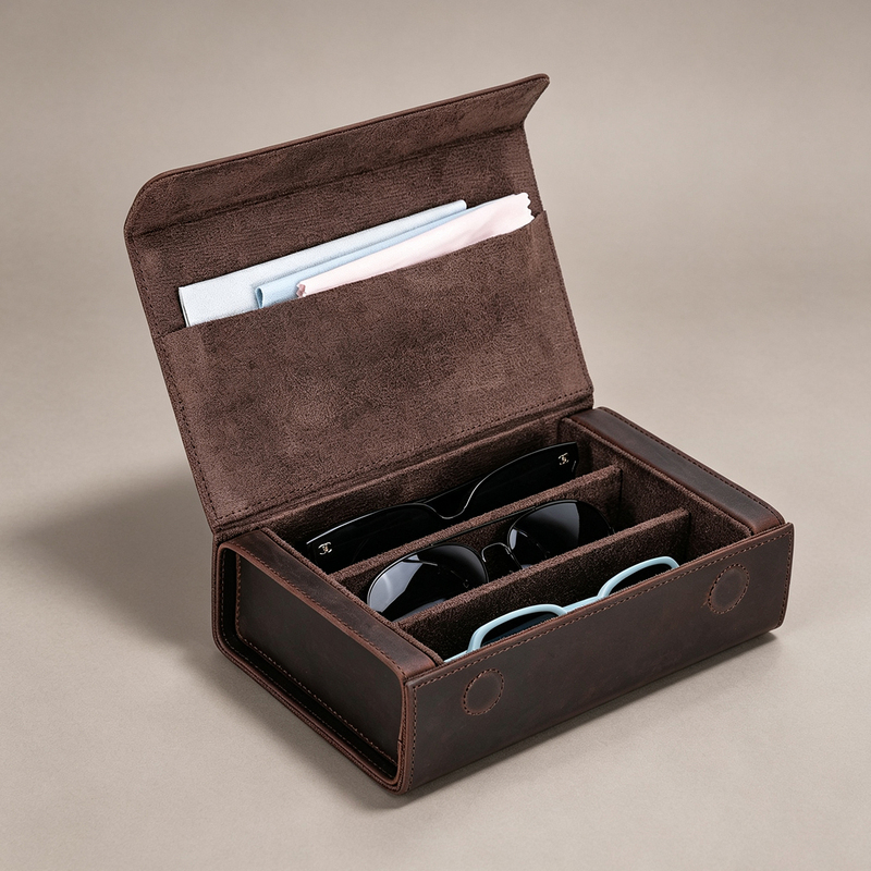 High-End Fashion Sunglasses Storage Box for Men, Genuine Leather, Retro, Portable, Pressure-Resistant, Travel Essential High-End Fashion Sunglasses Storage Box for Men, Genuine Leather, Retro, Portable, Pressure-Resistant, Travel Essential
