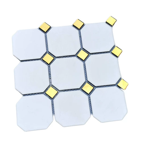 Восьмиугольная керамическая мозаика матовая черно -белая анти -стекло ванная комната ванная комната кухонная плитка плитка плитка на стена