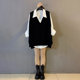 Net version knitted vest large size loose horse clip base shirt
