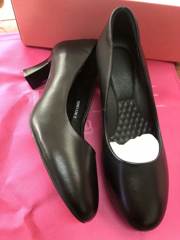 In Stock Sichuan Airlines China Eastern Airlines Stewardess High-Heeled Women's Black Round-Toe Stewardess Professional Mid-High Heel Work Shoes
