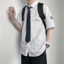 Fujiwara Nokawa original jk shirt short-sleeved dk uniform Mens and womens summer class clothes College style high school student white shirt