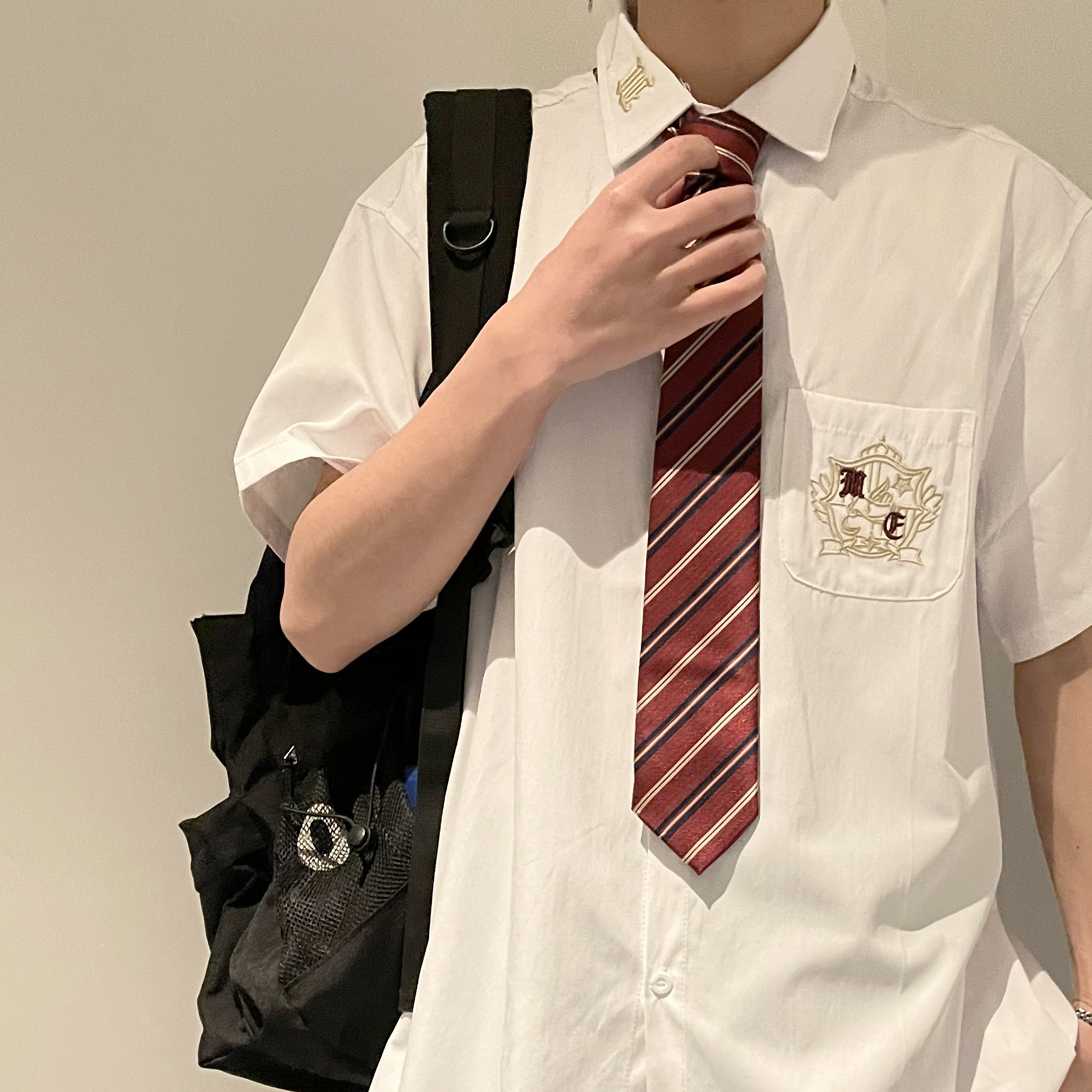 dk uniform male original orthodox short-sleeved shirt embroidery summer shirt half-sleeve student college style jk uniform class uniform