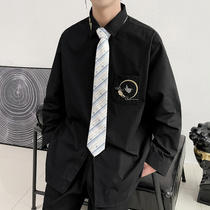 dk uniform jk shirt male lover fitted with small crowd superior sense mens clothing 2021 new autumn and winter clothing white lining class clothing