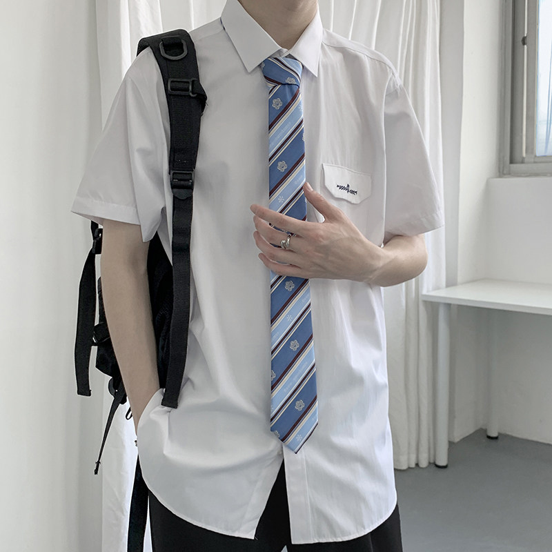 dk uniform male JK short sleeve shirt male senior sense men's clothing shirt design sensation small crowdschool wind class uniforms boomer