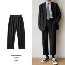 Dark black 2021 summer pants mens vertical straight pants DK uniform mens small trousers new casual trousers trend