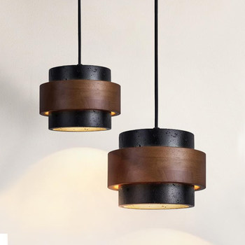 Black Hole Stone Retro Bedside Bedroom Small Chandelier, High-End Vintage Adjustable Italian Minimalist Lighting Fixture