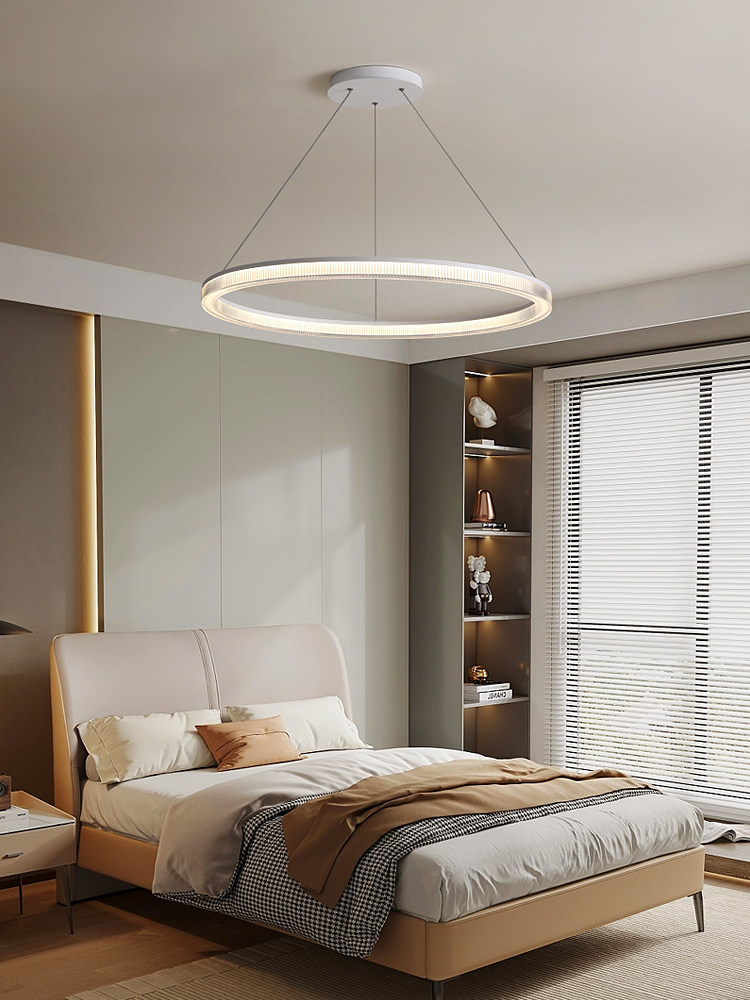 Living Room Chandelier Full Spectrum Eye Protection Lamp Modern Simple Nordic Fashion High Cri Double Round Minimalist Dining Room Chandelier