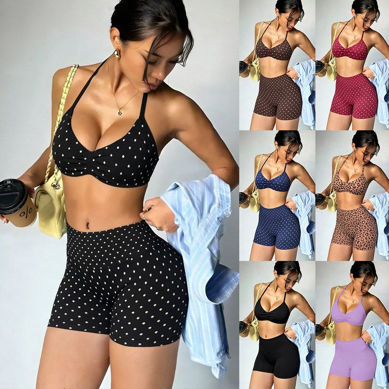 240 Cross-Border New Seamless Yoga Backless Halter Top High-Elastic Butt-Lifting Yoga Fitness Sports Set for Women