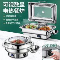 Hydraulic stainless steel food stove electric heating insulation pot flip-top Buffy furnace hotel breakfast stove insulation stove tableware