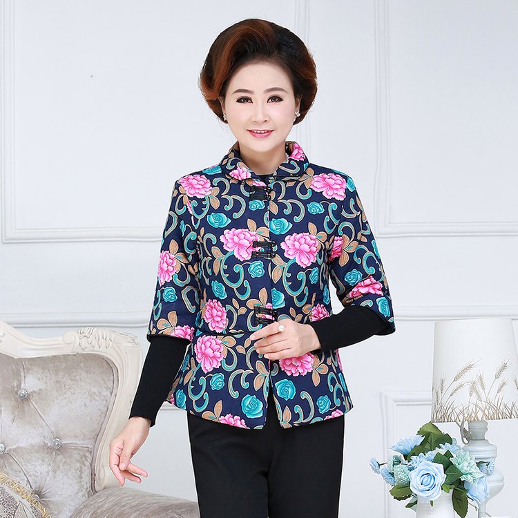 Middle-aged women's spring and autumn sleeve vests elderly mother dress autumn and winter mian ma jia L), half sleeve coat