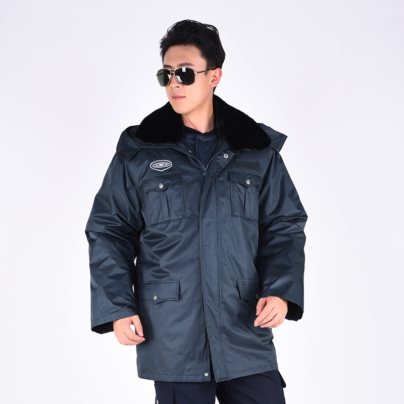 2018款新式保安大衣墨绿色多功能大衣防寒冬