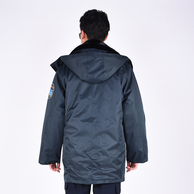 2018款新式保安大衣墨绿色多功能大衣防寒冬