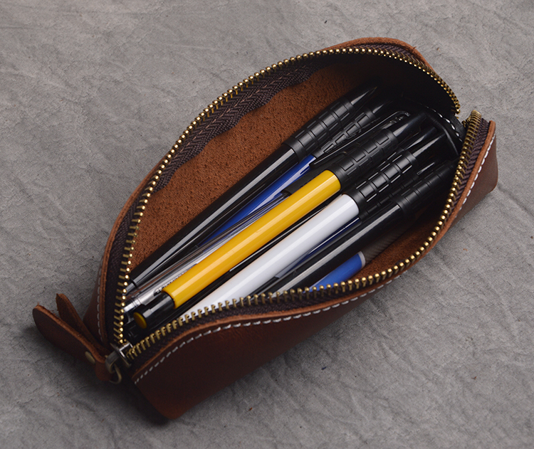 Unbranded Dark Brown Soft Leather Pen Sleeve for 1 Writing Instrument