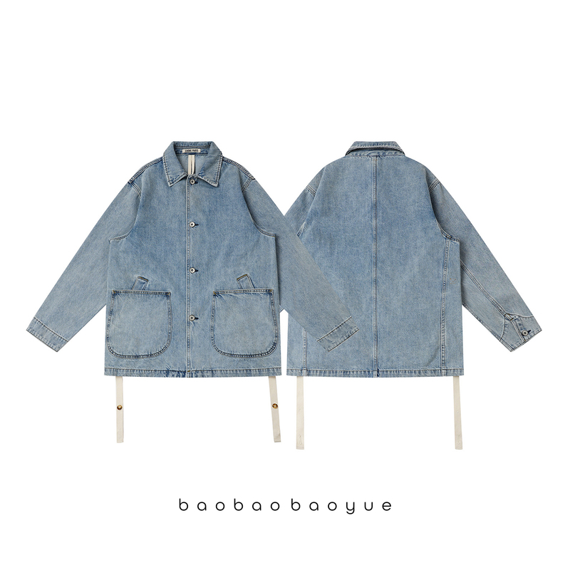 Baobaobaoyue【Loose and Stylish Denim Jacket】American Trendy Denim-Colored Jacket for Women, New Spring 26 Model