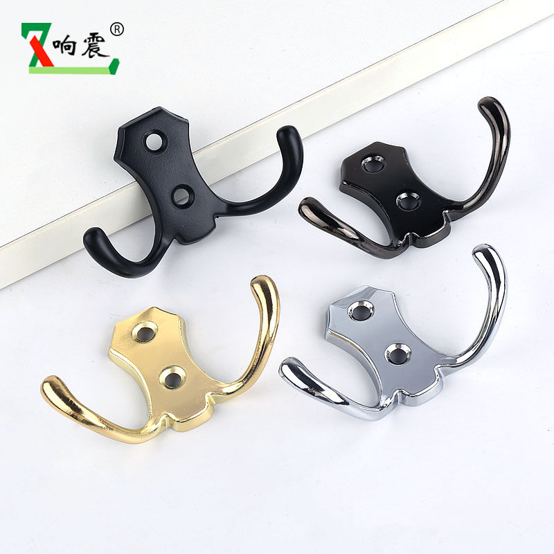 Shock zinc alloy hook behind the door clothes bathroom single hook row hook Hanging hook Kitchen coat hook left and right hook