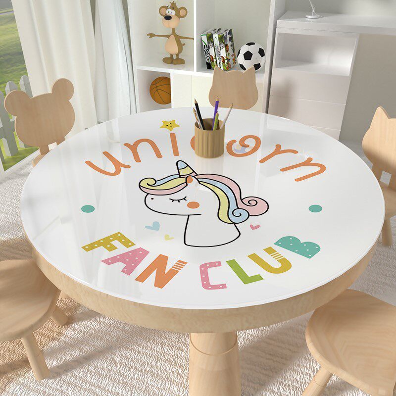 Large round table table mat waterproof anti-grease anti-burn table cloth Nordic small frescoed small tea table round meal Bub home