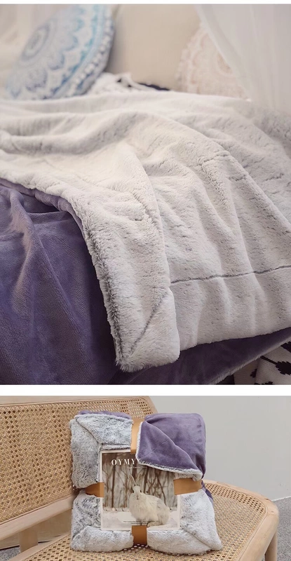 Bắc Âu thỏ lông cừu chăn chăn chăn dày hai lớp mùa thu và mùa đông sofa chăn đơn đôi chăn giải trí chăn - Ném / Chăn chăn lông cừu tự nhiên