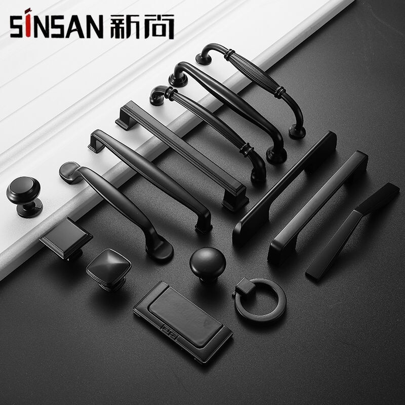 American black overall cabinet drawers handle matte black modern minimalist Nordic furniture wardrobe handles cabinet door handles