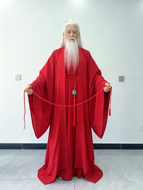 Ancient Costume of the Matchmaker God, Men's Hanfu, Qixi Festival Divine Costume, Tai Sui, Golden Star Performance Costume, Ancient Robe, Red and Multi-Colored Ancient Costume of the Matchmaker God, Men's Hanfu, Qixi Festival Divine Costume, Tai Sui, Golden Star Performance Costume, Ancient Robe, Red and Multi-Colored