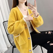 Autumn 2021 new womens hollow knitted cardigan womens autumn foreign style loose sweater cardigan womens wild tide