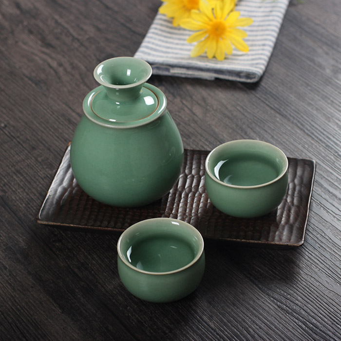 Dragon Springs Green Porcelain Wine With 4 Pieces Warm Wine Pot Ceramic Yellow Wine Clear Wine White Wine Glass Wine Glass Hand Warm Wine With Hot Wine Pot