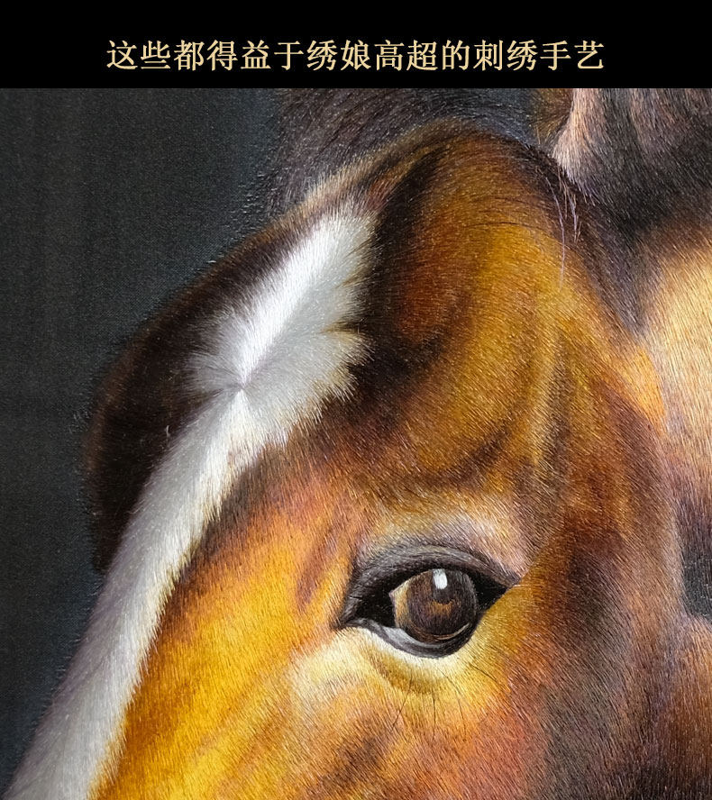 Вышивка Сучжоу 艺绫手工刺绣1丝2丝苏绣现代艺术书房装饰画马到成功骏马动物挂画