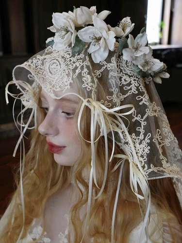 Оригинальная бежевая антикварная кружевная лента Mego, маленькая вуаль, аксессуары, образец съемки во французском стиле, фото для путешествий