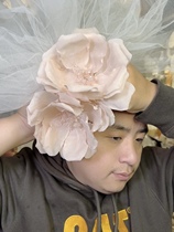 Mego original orange pink handmade large flower bridal headwear photo studio photo props sample shooting style