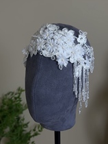 Mego Original Vintage Lace Beaded Tassel French Bridal Handmade Headwear and Makeup Style Travel Photos