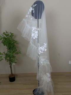 Meigao ruffled retro lace veil bridal wedding accessories photography samples travel photography outdoors style photo