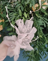 Meiko original pink handmade flower branch bridal headwear and makeup styling studio photo shoot sample photo travel photo shoot