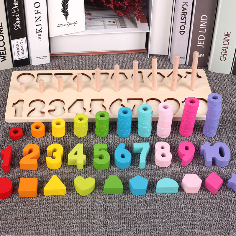 Montessori early education puzzle wooden shape number recognition toy logarithmic board 1-3-6 years old half-intelligence development game