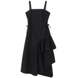 Платье, небольшой дизайнерский черный комплект, подтяжки, осеннее