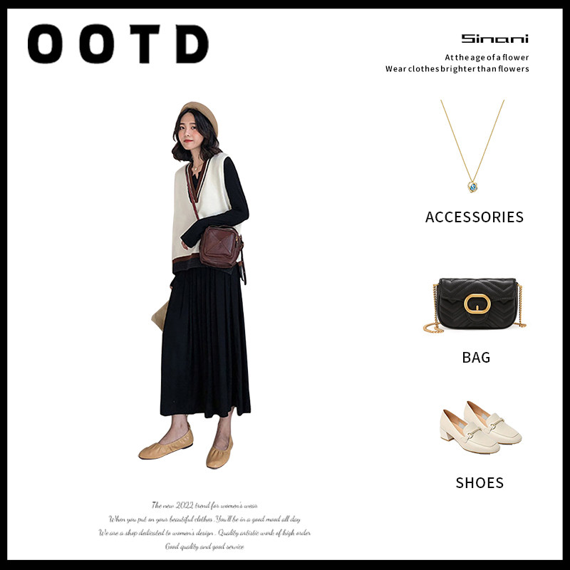 2022 New Fat mm Heart Machine women's autumn net red ocean dress Two-style suit sweater and big size for the ocean