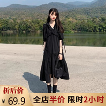 Summer plus size womens fat mm2021 new summer temperament waist slim black jumpsuit cover belly