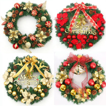 40cm Christmas Decorations Golden Flower Ring Mall Hotel Door Head Rattan Pendant Large Butterfly Knot Rattan