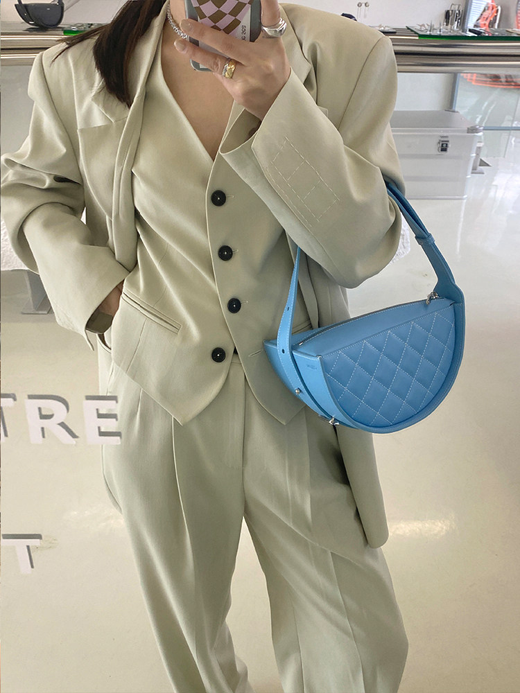 wxlstudio solid color suit suit women's thin suit top suit pants ~ easy to deal with the temperature difference between morning and night