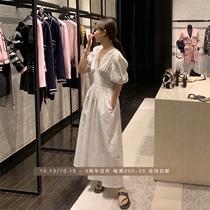 WXLSTUDIO V collar dress women 2021 summer new backless waist slim long Platycodon skirt