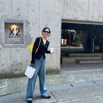 WXLSTUDIO crossover V-led knit cardiovert woman 2021 Early autumn new body with slim open fork to bottom blouse