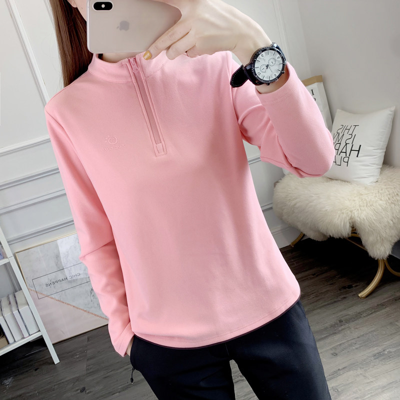 Outdoor Rocks Velvet T-shirt Cover plus heat-warm blouse menu slim hiking and breathable autumn