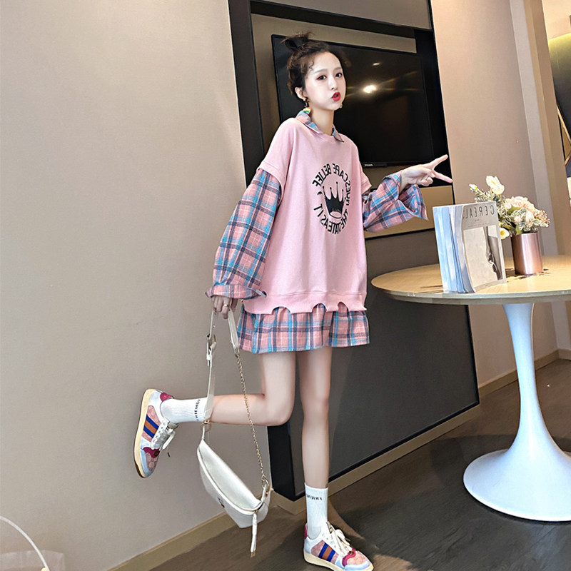Fall nursing coat out long sleeve female hot mom fake two pieces of shirt in spring and autumn clothing