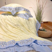 Fresh 60 silky cool tencils summer embroidered solid color air conditioning machine washable double summer cool