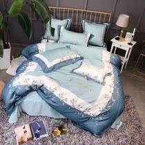 Foreign trade fresh American embroidery leaves 60s tribute satin long staple cotton cotton cotton sheets quilt cover 1 8 sheets double 2 0