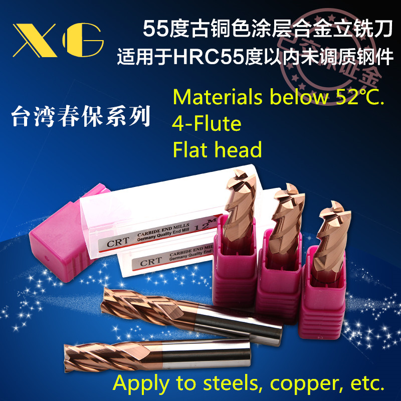 CRT60 degree Taiwan Chunbao stock tungsten steel upright milling cutter 4 blades 2 3 5 4 6 8 10 12 14 16 16