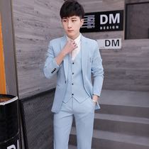 Playboy Mens Suit Set Teenager Business Leisure Suit Three Piece Set Groom Best Man Wedding Dress