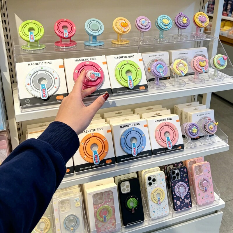 New Magnetic Phone Holder, Desktop Strong Adsorption, Dopamine-Colored Ring Holder, 70% off Stackable, Binge-Watching Gadget, Portable