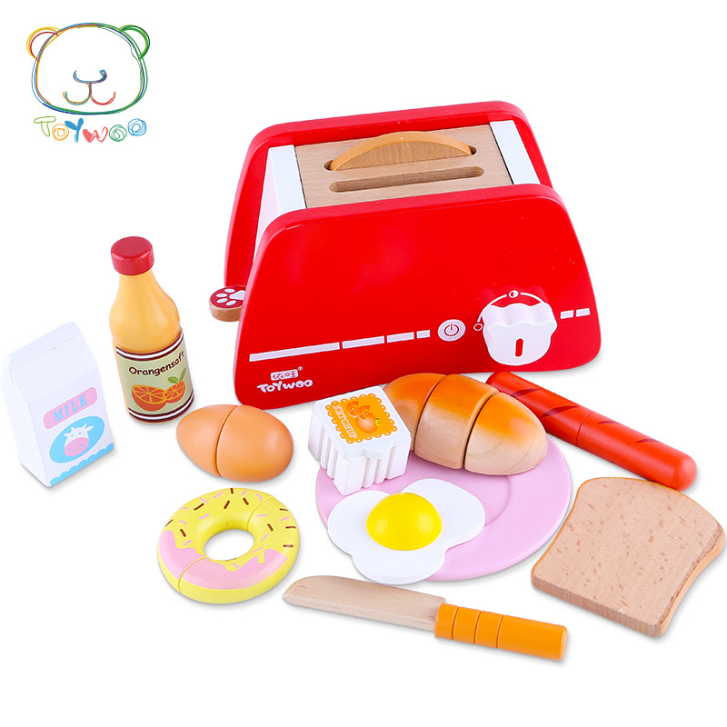 ToyWoo Yiwang Wooden Breakfast Toaster Afternoon Tea Play House Kitchen Toys Role-playing Children's Toys