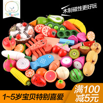Chicesle Toy Fruit Magnet Vegetable Cut Fruit Woody Magnetic Boy Wooden Girl Kitchen Child Emulation