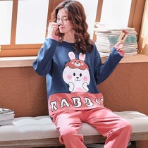  Pajamas womens spring and autumn cotton long-sleeved cute home clothes autumn and winter cotton Korean version of the fresh student two-piece suit