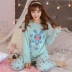 Mùa xuân và mùa hè Bộ đồ ngủ dài tay của phụ nữ cotton mui xe kích thước lớn hoạt hình mùa thu và mùa đông phụ nữ hai mảnh phù hợp với dịch vụ gia đình sinh viên ys